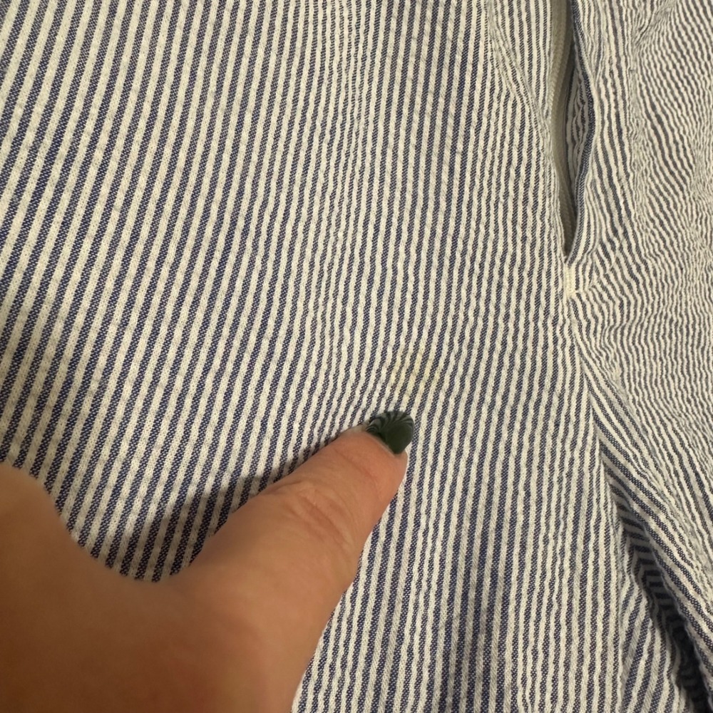 Lauren Ralph Lauren | Blue White Seersucker Pinstripe Straight Leg Pants, 26 - Picture 5 of 7